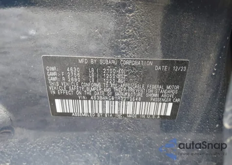 2024 Subaru Legacy Premium z USA, uszkodzony, nr VIN 4S3BWAC61R3019648